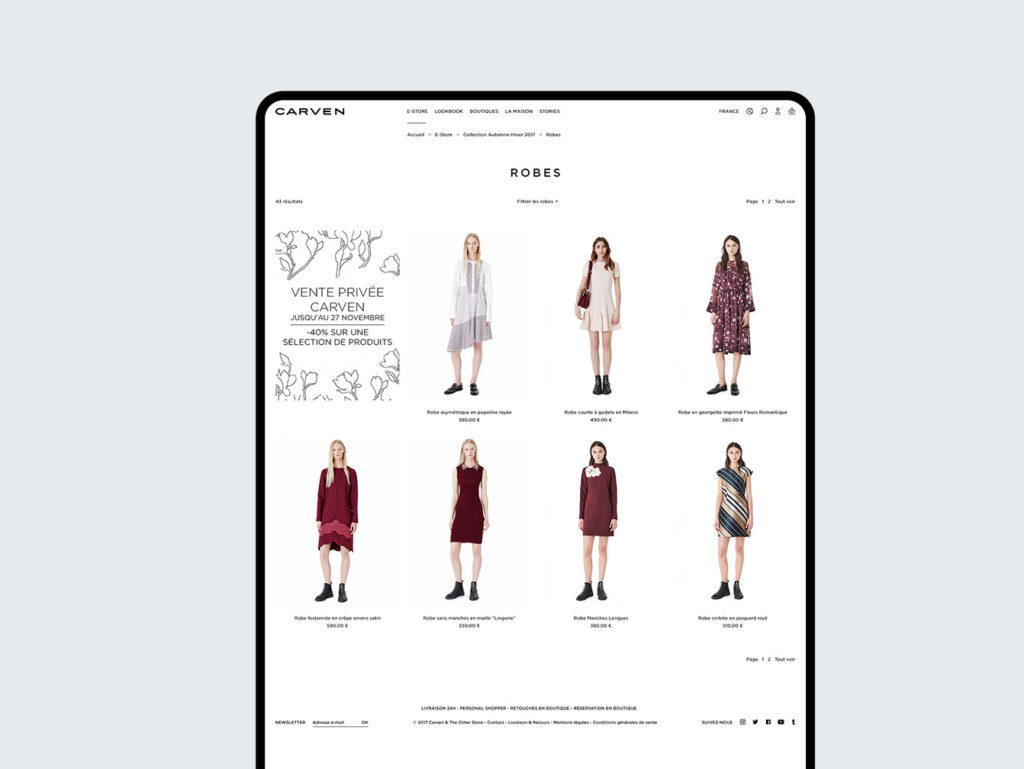 UX Design et Direction Artistique - Eshop Carven