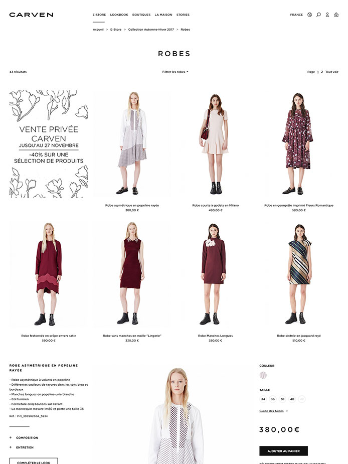 UX Design et Direction Artistique - Eshop Carven