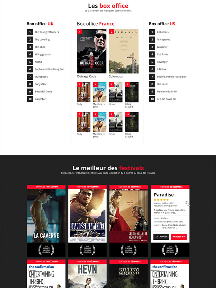 Direction Artistique, UX Design E-cinema