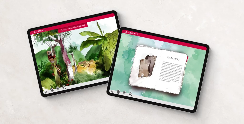 clarins illustration, experience digitale